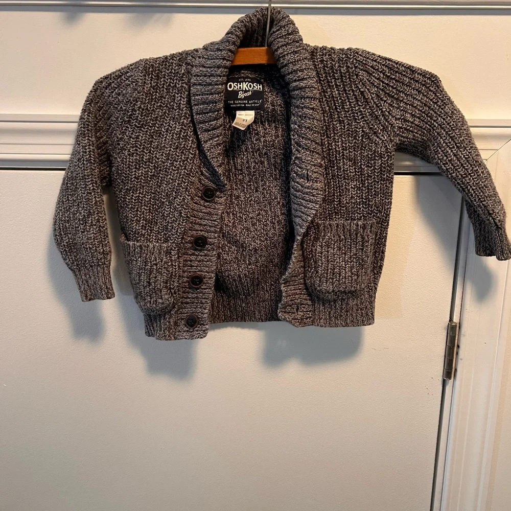 Osh Kosh B'Gosh Cardigan Sweater Grey  Infant Boy's 2T Months Warm‎